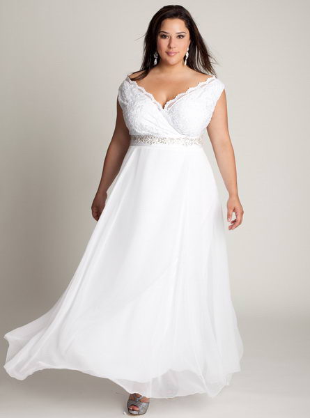 греческое свадебное платье с длинным подолом для полных женщин